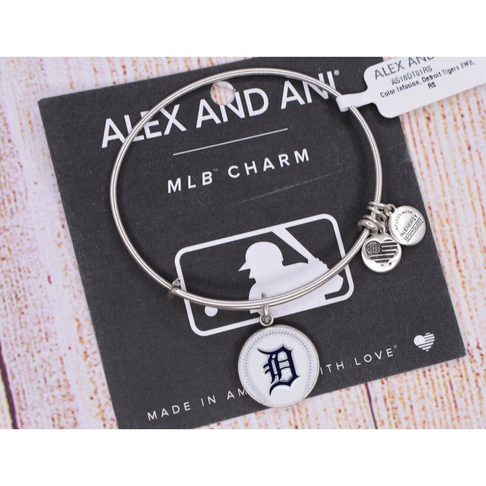NEW NWT Alex and Ani Detroit Tigers MLB Baseball Silver Bracelet W/ Card
